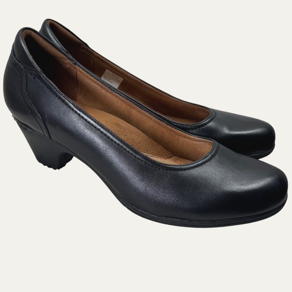 Cobb Hill Leather Pumps Womens 12 Black Round Toe Block Heel CI1756 Professional